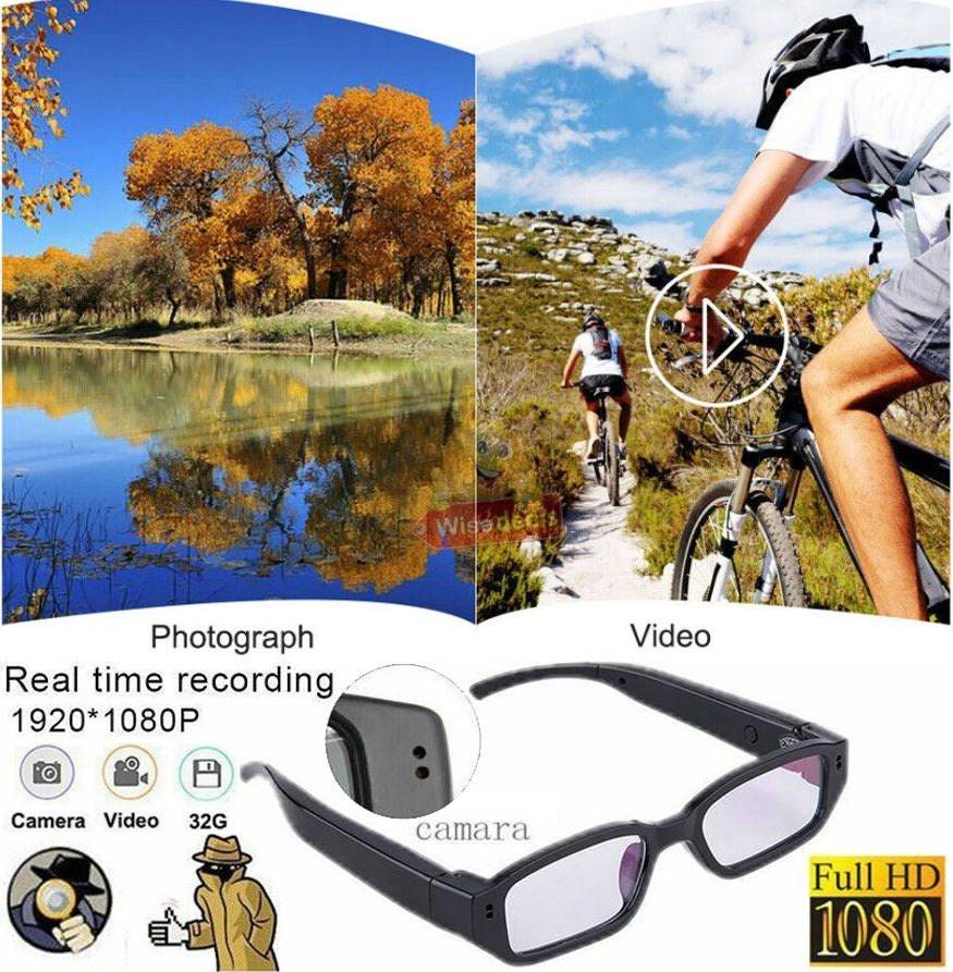1080P HD Eyeglasses Camera, Support SD Card, Take photos or Videos