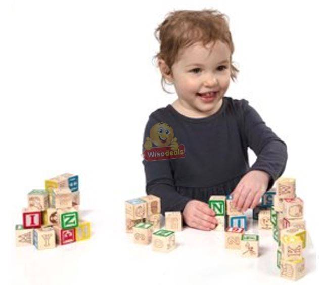 48 PC Wooden Block Set help kids learn count, letters, colours, grouping, stacking, sorting etc.
