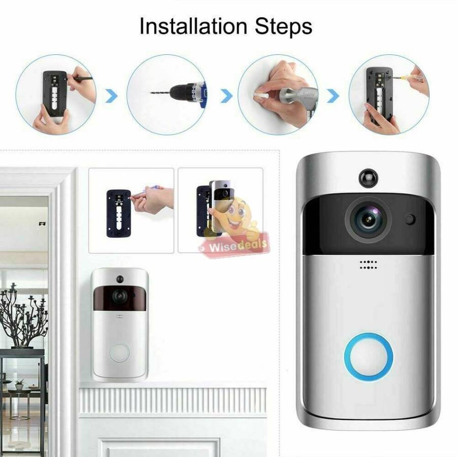 WIFI Video Door Bell - PIR Motion Detection, Real-time & Two-way Intercom, 166° Wide Angle etc