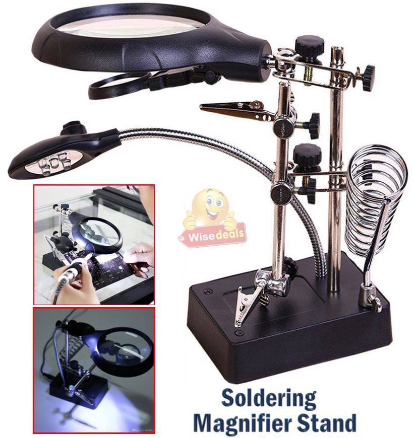 5LED Auxiliary Clip Magnifier Soldering Stand  AC/DC Interchangeable