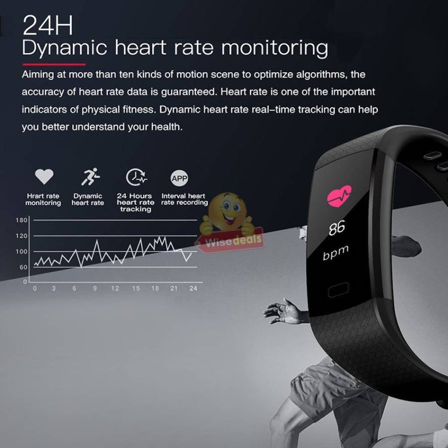 Bluetooth Fitness Smart Watch - Monitor Heart Rate, Blood Pressure, Blood Oxygen, Calorie, Distance