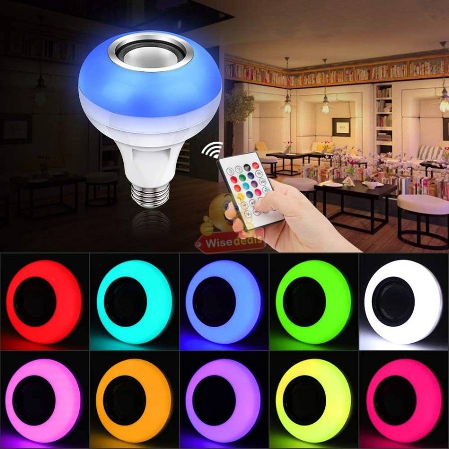 Bluetooth LED Music Bulb Light, RGB 16 Colours with Remote Control, Adjustable volume of Light etc