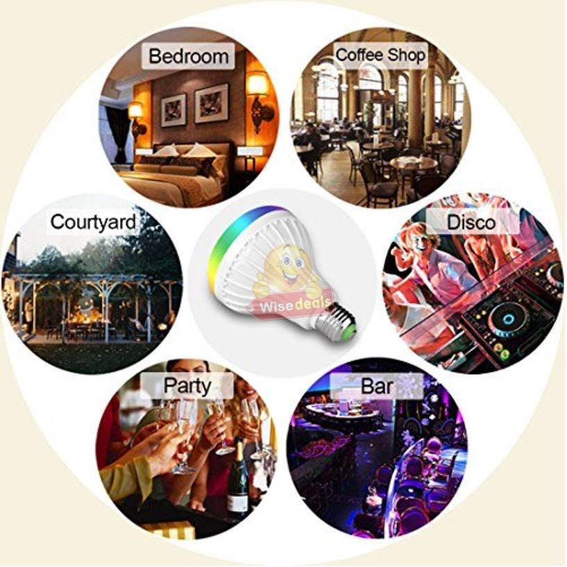 Bluetooth LED Music Bulb Light, RGB 16 Colours with Remote Control, Adjustable volume of Light etc