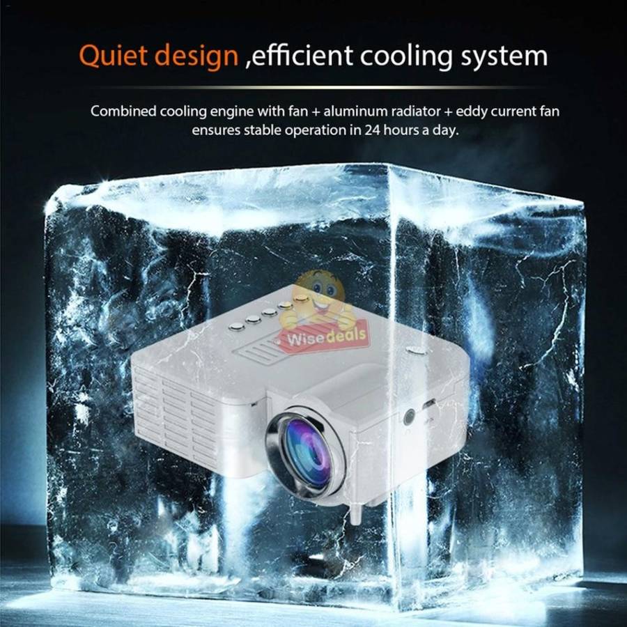 Mini Portable Projector with USB, AV. SD Card & Headphones Functions