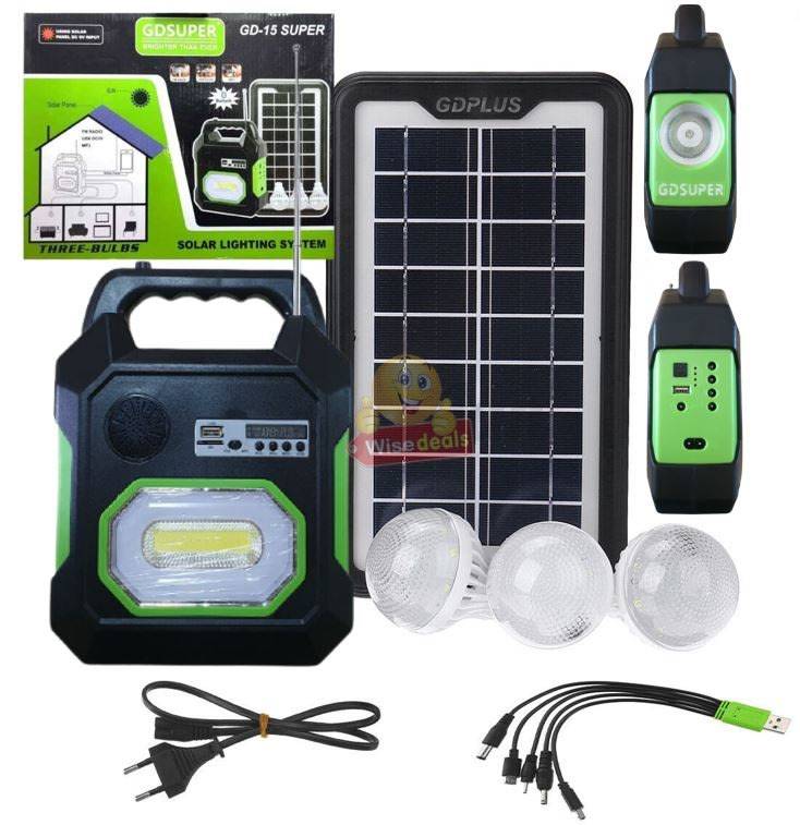 BLUETOOTH SOLAR Lightening System, for Indoor and Outdoor use, Support SD Card, USB ect.