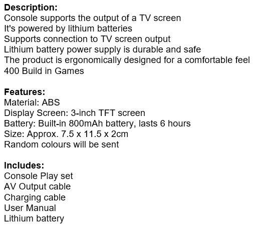 Game Console with 2 Player Controller and 400 Built-in Games, Hours of Fun for the Whole Family