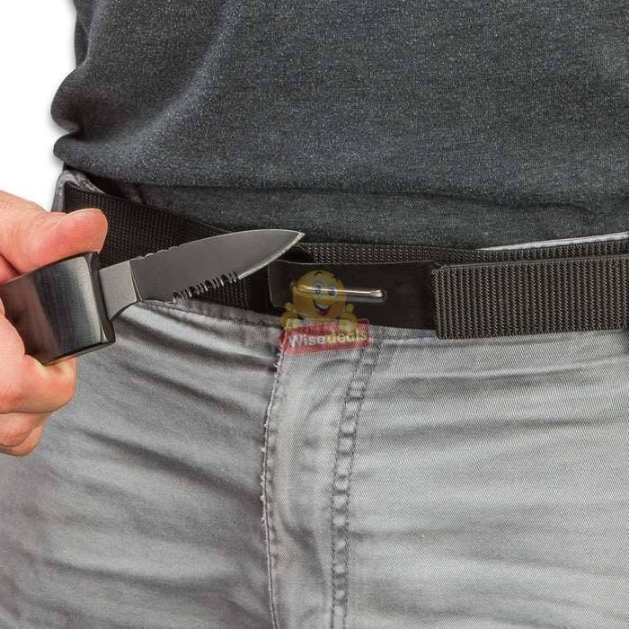 Be Prepared with this Belt with Buckle knife.  Use Indoor, Outdoor, Camping, Hiking, Self defense...