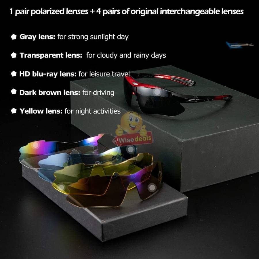10 Piece Polarized UV400 Sport Sunglasses with 5 changeable Lenses