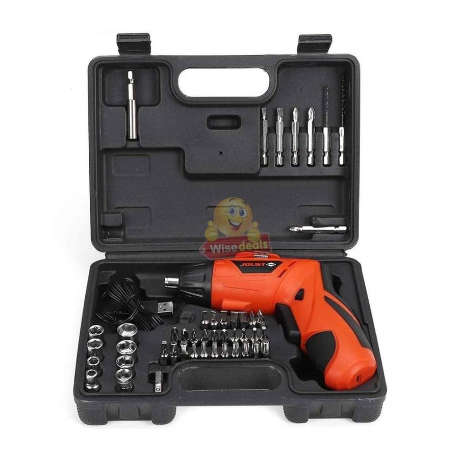 45Pcs Cordless Rechargeable Screwdriver and Drill Set Compact in Carry Case