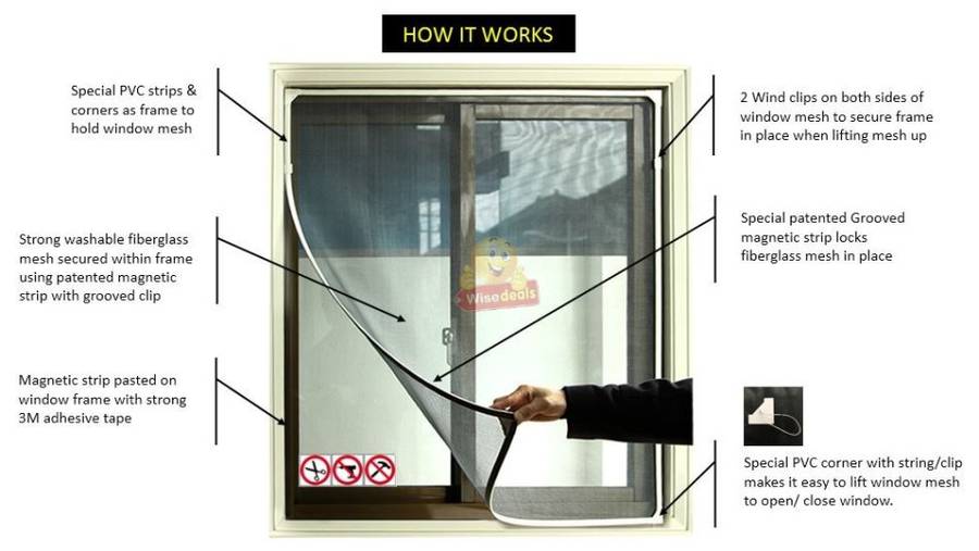 DIY Magnetic Mosquito & Insect Screening Net Kit 150 x 180cm, Easy to Install and to Remove