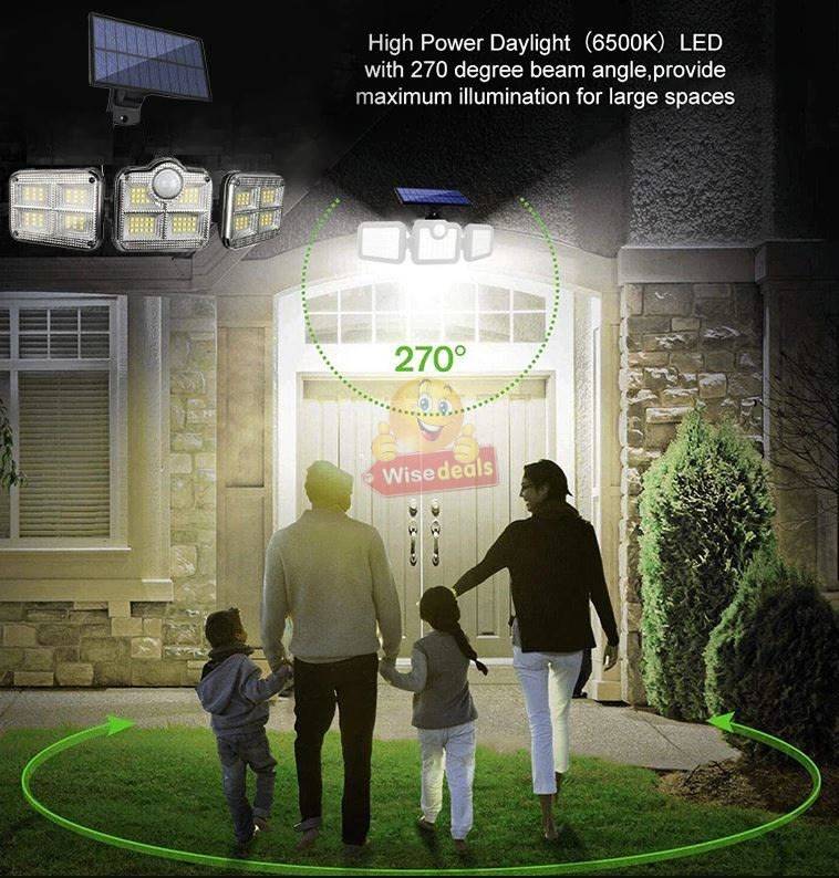 30W Super Bright Solar Flood Light, 3 adjustable heads, 3 modes, 2600mAH battery, Remote Control etc