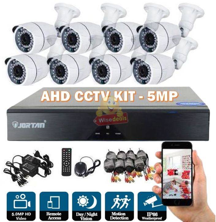 AHD 5MP CCTV Surveillance 8 Channel CCTV Camera Kit Waterproof with WIFI & 3G Viewing
