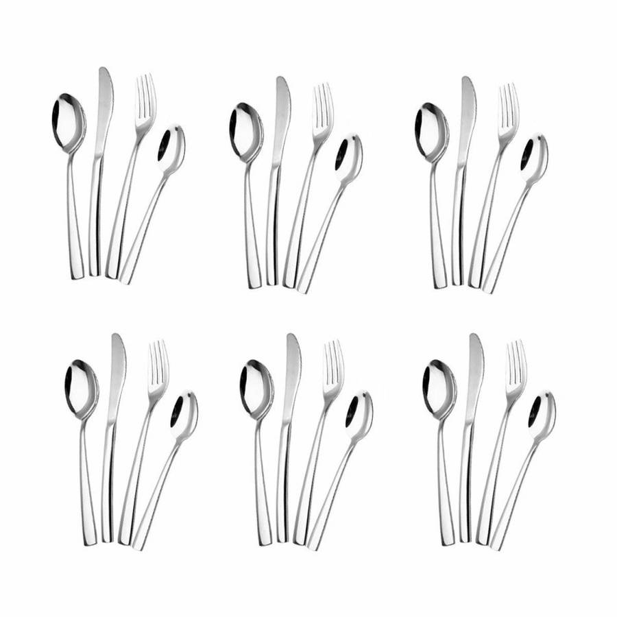 24 Piece Stainless Steel Cutlery Set in Wooden Case