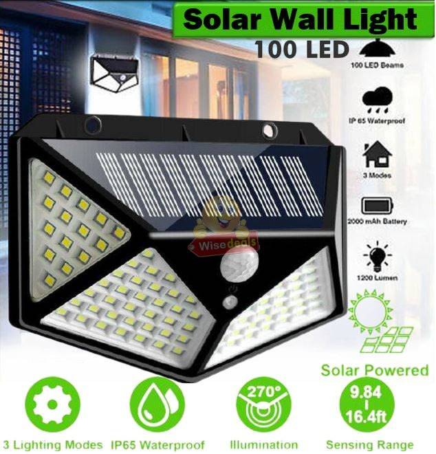 Super Bright 100 LED Solar Sensor Wall Light with 3 Setting Modes