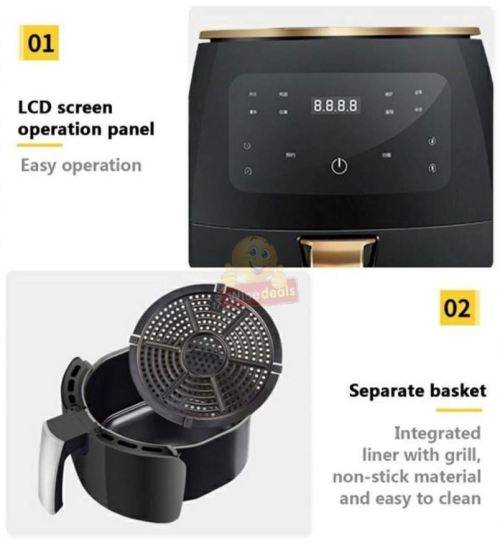 Air Fryer with Digital LED Display, Air-fry, grill, bake, sauté and roast