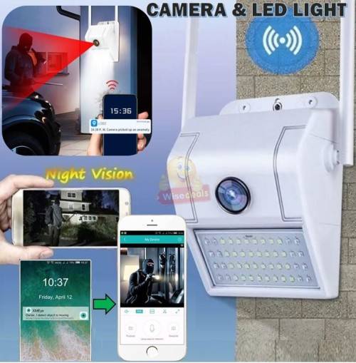 2-in-1 Waterproof Outdoor Panoramic IP Camera with LED Light  V380 Pro App