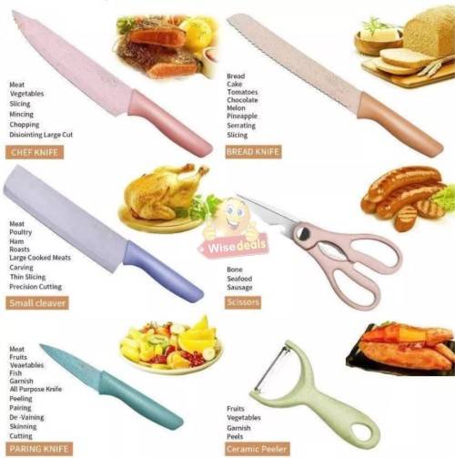 6Pcs Corrugated Kitchen Knife Set, Super Sharp, Durable Coating, Tarnish and Rust Resistant