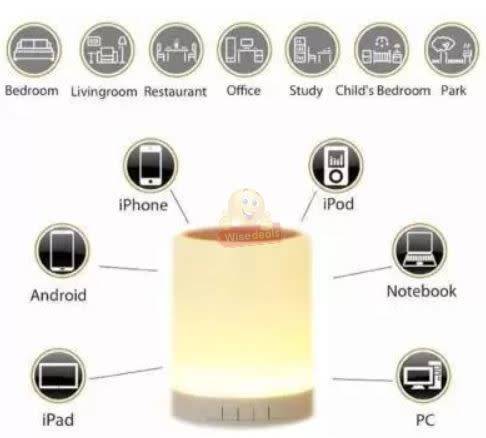 2-IN-1 Bluetooth Speaker and Touch Lamp with Setting for Different Colours, Support SD Card and Aux