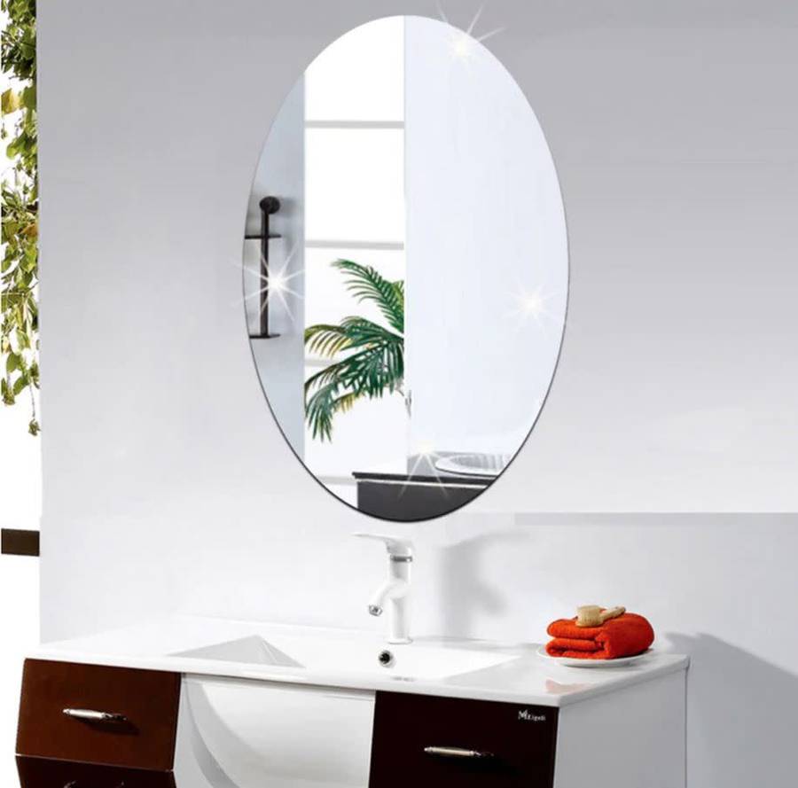 Oval Mirror, Flexible, Waterproof and Self-Adhesive