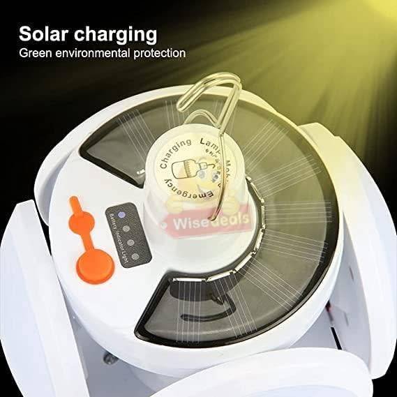 SOLAR 90° Foldable LED Fan Foodball Light, Also Charge with USB, Waterproof