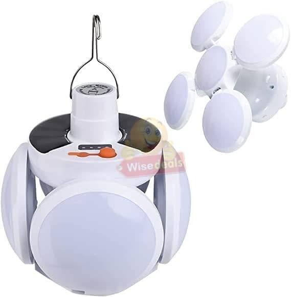 SOLAR 90° Foldable LED Fan Foodball Light, Also Charge with USB, Waterproof