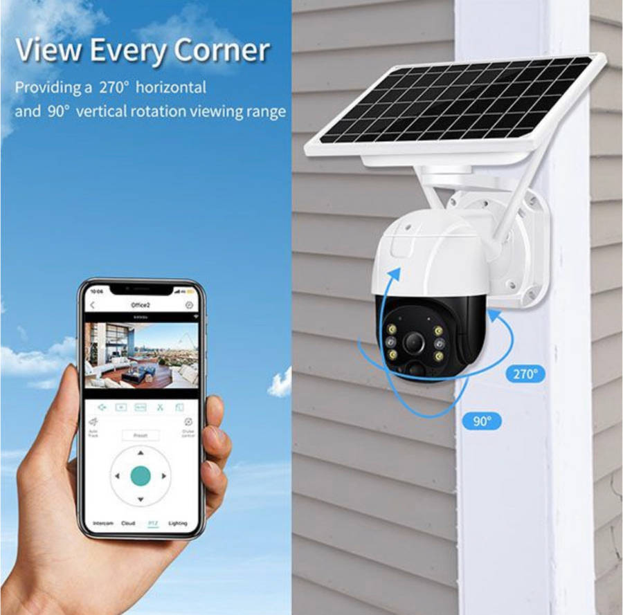 4G Waterproof IP WIFI SOLAR Camera, Day and Night Vision, Two-Way Audio