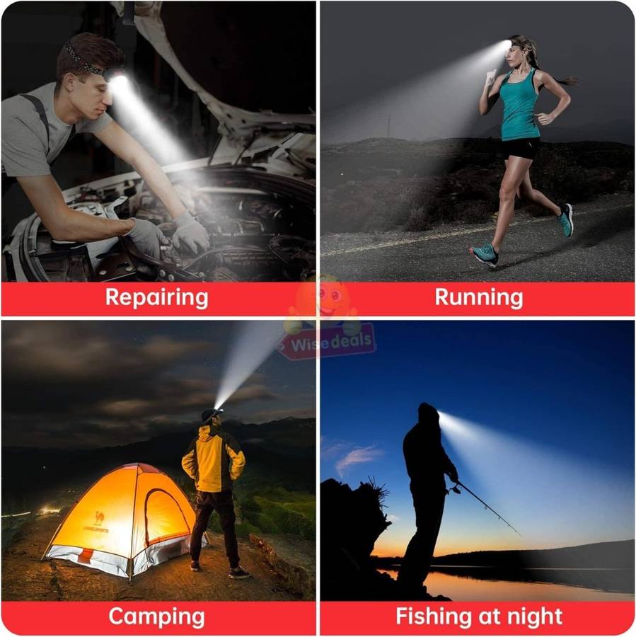 6-speed Hand Sensing Change Mode, Adjustable LED Headlight with Rechargeable Built-in Battery