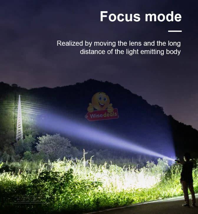 Tactical Outdoor Self-Defence LED Flashlight, Rechargeable, Waterproof, USB Charging