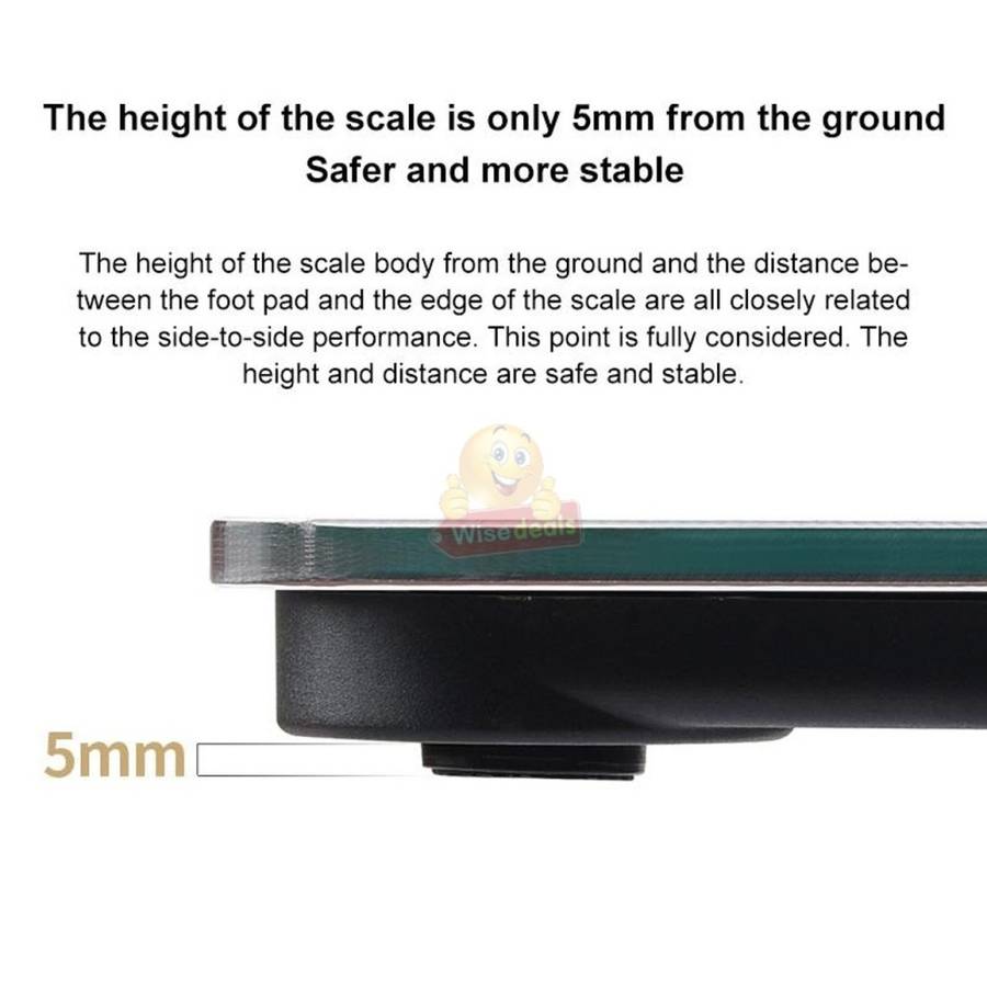 Tempered Glass Electronic Scale with LED Weight Display, Battery Reminder, with Anti-Slip Base