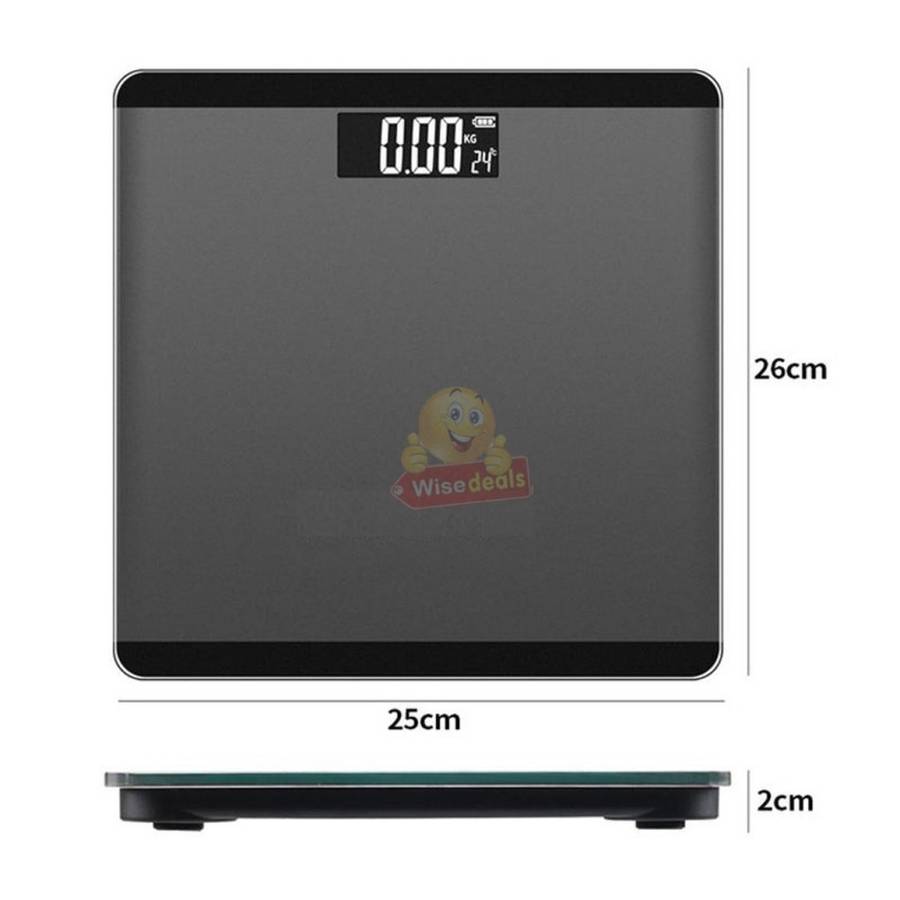 Tempered Glass Electronic Scale with LED Weight Display, Battery Reminder, with Anti-Slip Base