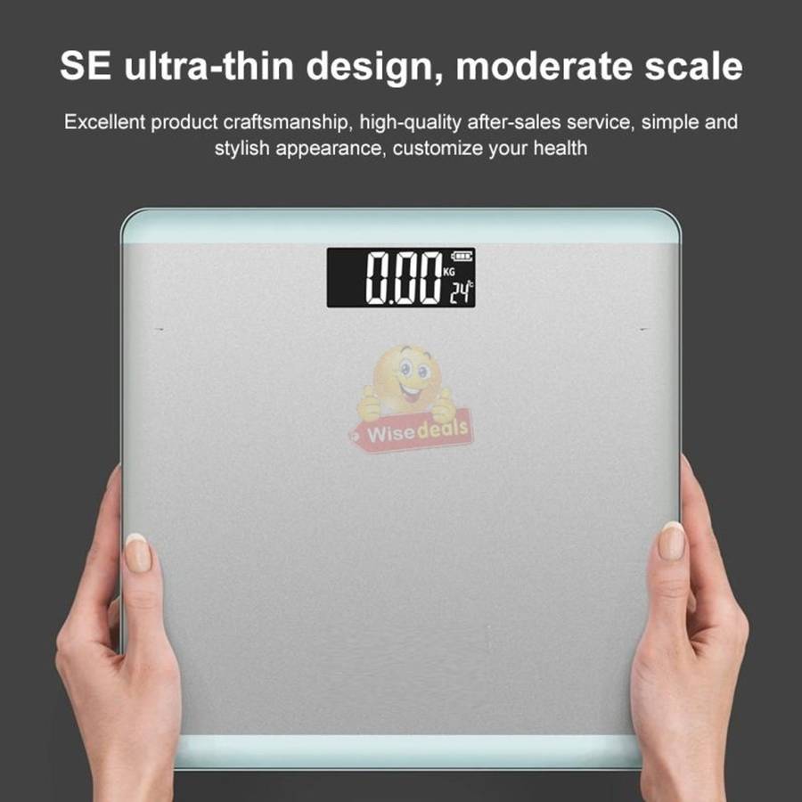 Tempered Glass Electronic Scale with LED Weight Display, Battery Reminder, with Anti-Slip Base