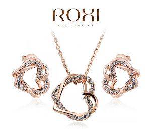 ROXI - Elegant Double Heart Rose Gold Jewellery Set