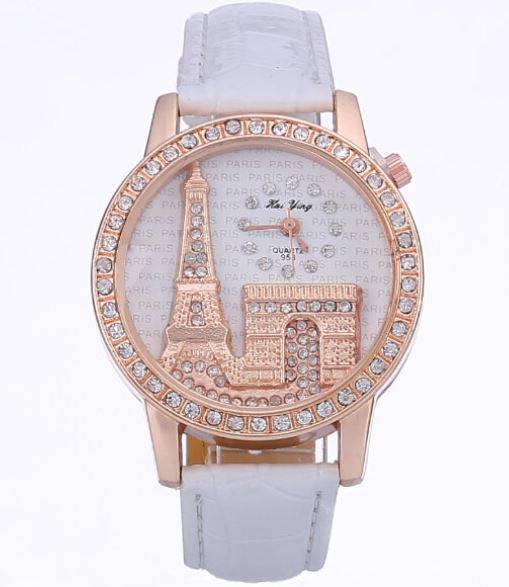 Luxury Rosegold Paris Eiffel Tower Rhinestone Ladies Wrist Watch by Relogio Feminino