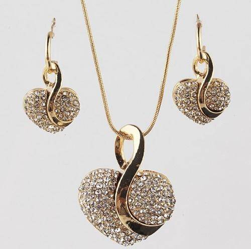 Equisite 18K Gold Plated Austrian Crystal Heart Shaped Juwellery Set