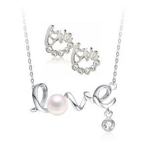 Elegant 18K White Gold Plated Austrian Crystal Love Juwellery Set