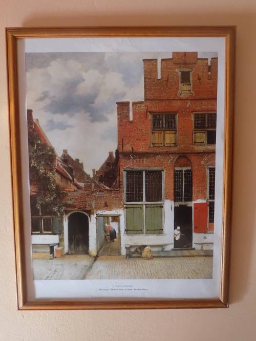 Large J.Vermeer (1632 - 1675) Small Street Poster Print in Wood Frame