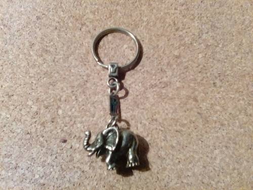 Small Solid Metal Elephant with SA Flag Key Holder Ornament