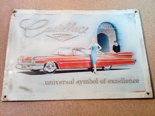 *Rare* Vintage Metal Cadillac Advertising Sign with Raised Detail - Made in Great Britain