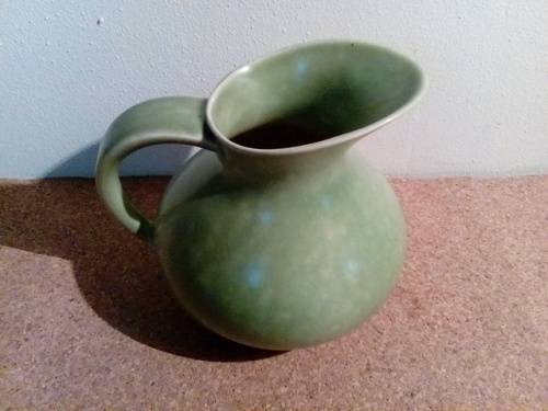 Vintage Earthenware Green Jug - Graze below lip of Snout