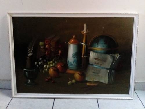 Large Framed Still Life Oil Painting by S.Hopkins - STRICTLY COLLECTION ONLY