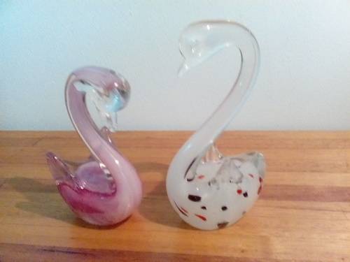 Pair of Impressive Glass Swans for Home Decor