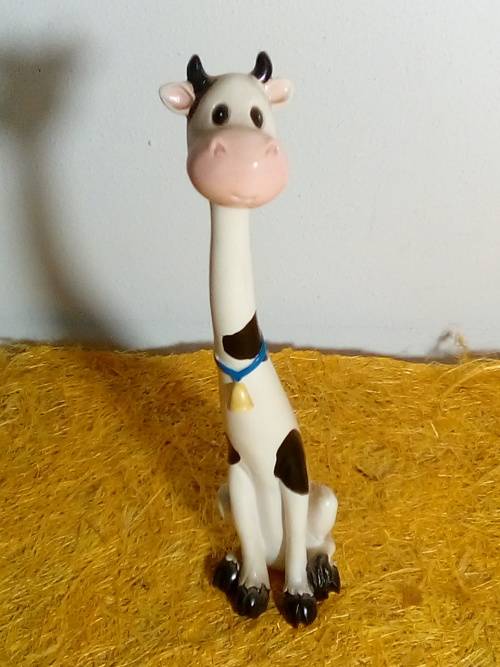 Adorable Glazed Stretched Cow Ornament