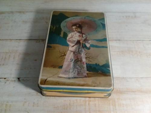 Vintage Edward Sharp Tin with Image of Chinese Lady in Tradional Wear
