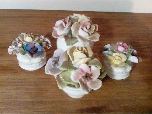 Four Fine China Basket & Flowers 2 x Royal Doulton, 1 x Coalport & 1 x Royale Stratford  (Ref 077)