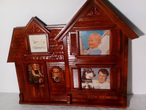 Good Size Wood Effect House Shaped Standing Photo Frame (Ref 387)