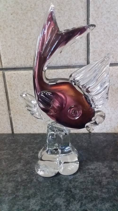 Decorative Solid Glass Fish on Stand