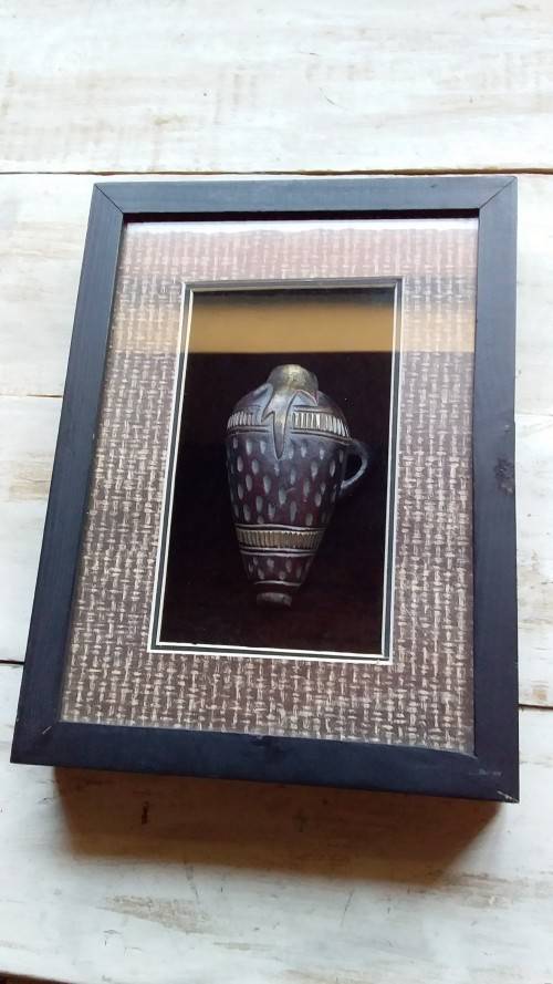 Replica of Ancient Vessel in Wall Hanging Box Frame & Glass