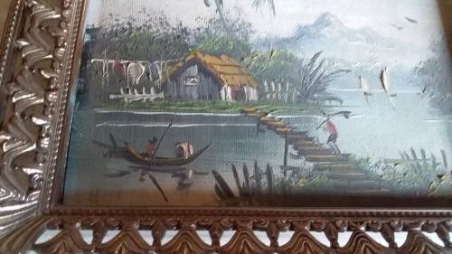 Oriental Painting in Ornate Light Frame