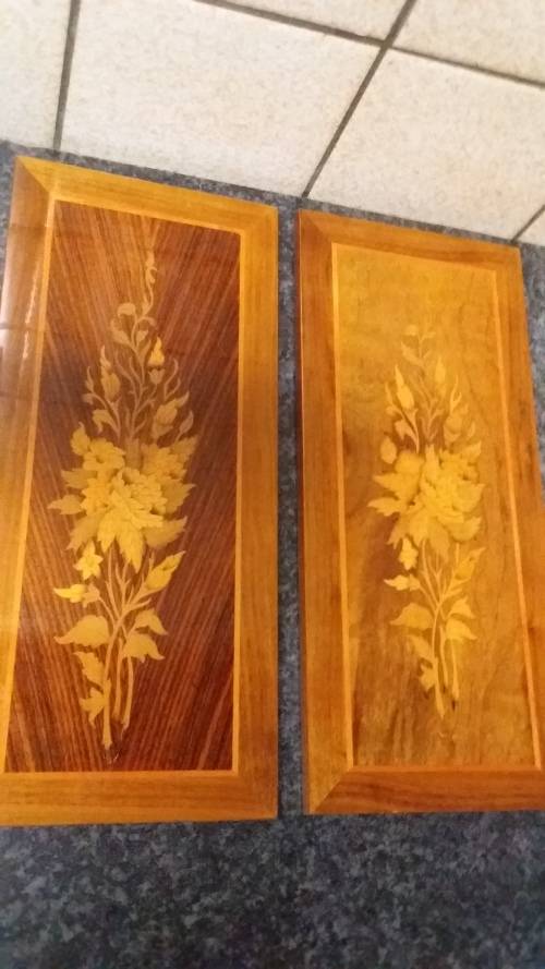 Set of Glazed Still Life Art Etching on wood Wall Hangings