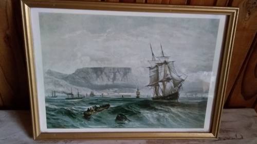 Vintage print of ships at the Cape